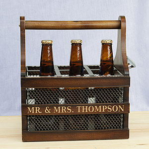 Personalized Wood Wedding Beer Caddy L10484145