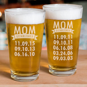 Engraved Mom Established Glass | Personalized Mother's Day Gifts