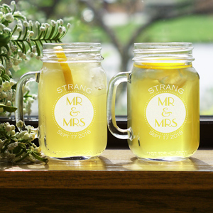 Mr. & Mrs. Engraved Mason Jar Set | Romantic Home