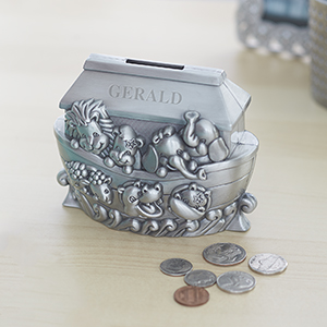 Engraved Noah's Ark Pewter Bank | Personalized Baby Keepsakes