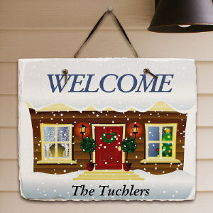 Personalized Winter Welcome Slate Plaque | Personalized Christmas Signs