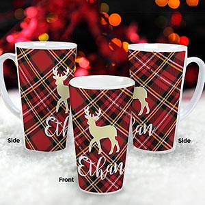 Personalized Plaid Icon Latte Mug | Personalized Christmas Mugs