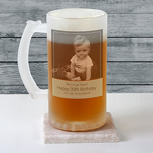 Personalized Photo Frosted Glass Beer Stein U10880106