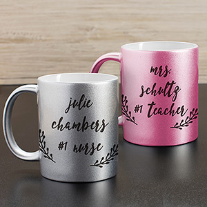 Personalized Custom Message Metallic Mug | Customizable Coffee Mugs