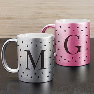 Personalized Polka Dot Initial Metallic Mug U1089296X