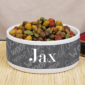 Personalized Woof Woof Pet Food Bowl | Personalized Pet Bowls