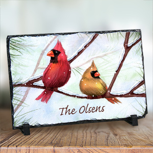 Personalized Cardinals Stone Keepsake | Personalized Winter Decorations