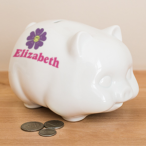 Personalized Flower Piggy Bank U392619