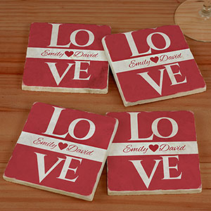 Love Personalized Marble Coasters | Personalized Couple Gifts