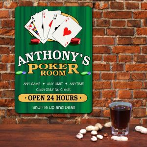 Poker Room Personalized Wall Sign | Mancave Gifts