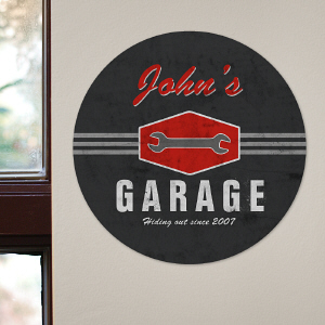 My Garage Personalized Round Wall Sign | Mancave Gifts