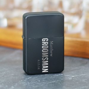 Engraved Wedding Party Black Lighter | Groomsmen Accessories