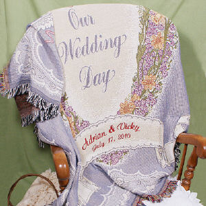 Embroidered Wedding Throw Blanket | Personalized Wedding Gifts for Couple