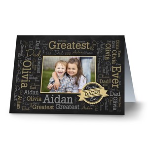 Greatest Dad Photo Word-Art Card | personalized word art