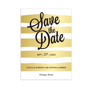 Personalized Gold Stripes Save the Date 11040210X