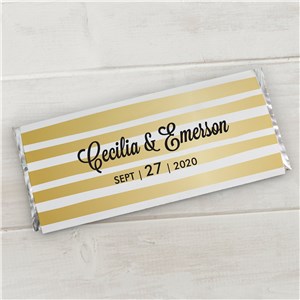 Personalized Gold Stripe Wedding Candy Bar Wrappers | Personalized Candy Wrappers