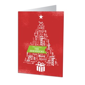 Christmas Tree Word Art Holiday Cards | Personalized Holiday Cards