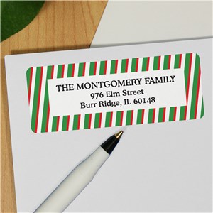 Striped Return Address Labels | Personalized Holiday Address Labels