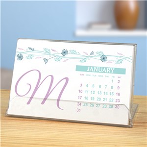 Personalized Floral Initial Desk Calendar | Personalized Gifts for Mom