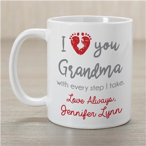 Personalized We Love You With Every Step Mug | Personalized Grandma Gifts