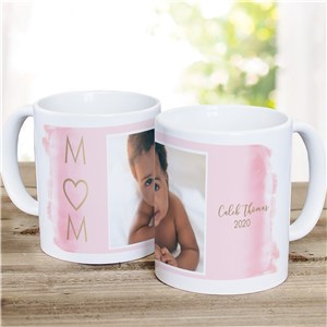 Personalized Watercolor Mom Photo Mug | Personalized Photo Mug For Mom