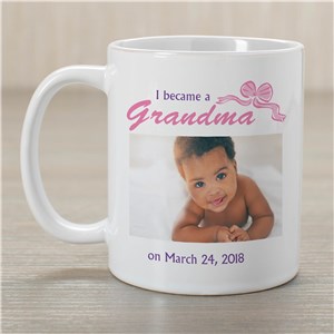 I Became A...New Baby Girl Personalized Photo Coffee Mug | Personalized Grandma Gifts