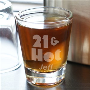 Hot Shot Personalized 21st Birthday Shot Glass