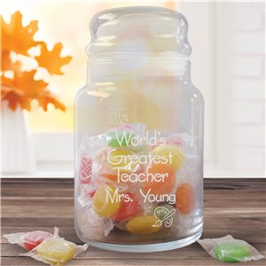 Engraved Teacher Treat Jar Gift | Personalized Teacher Gifts