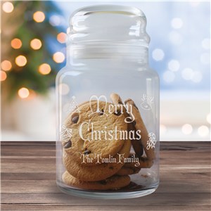 Engraved Merry Chrismtas Treat Jar Gift | Personalized Christmas Cookie Jar