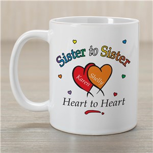 Heart to Heart Sisters Coffee Mug | Customizable Coffee Mugs