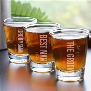 Engraved Wedding Party Shot Glass | Custom Groomsmen Shot Glasses