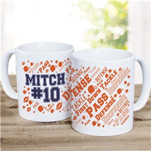 Personalized Football Word-Art Mug | Dad Mugs