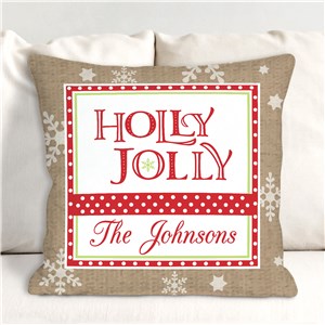 Holly Jolly Personalized Throw Pillow | Christmas Throw Pillows