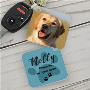 Personalized Paw Prints On My Heart Key Chain | Photo Keychain