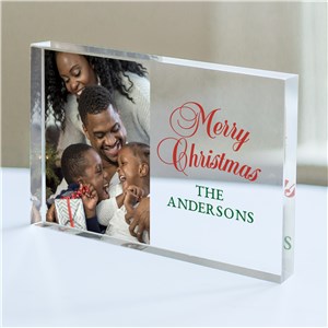 Personalized Merry Christmas Or Happy Holidays Choice Acrylic Photo Keepsake | Photo Gifts