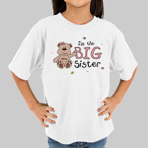 I Am the Sister Teddy Bear Personalized Kids T-Shirt | Big Sister Gifts from Baby