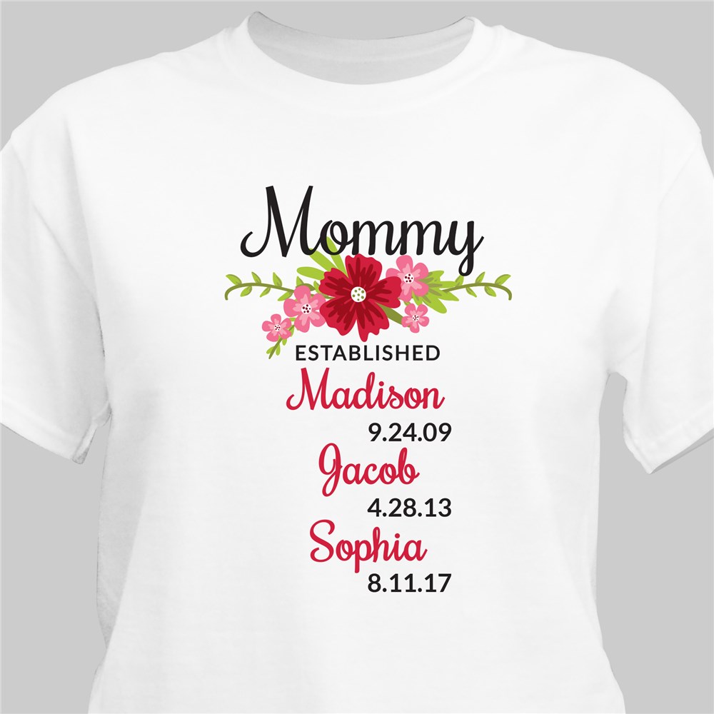 Personalized Established With Flowers T-Shirt