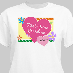 First Time Grandma New Baby Personalized T-shirt | Personalized Grandma Shirts