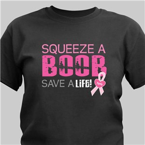 Squeeze a Boob - Breast Cancer Awareness Black T-shirt | Breast Cancer Awareness Shirts