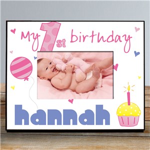 Personalized Baby Girl's 1st Birthday Printed Frame