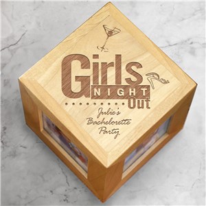 Engraved Girls Night Out Wooden Photo Cube | Personalized Bridesmaid Frames