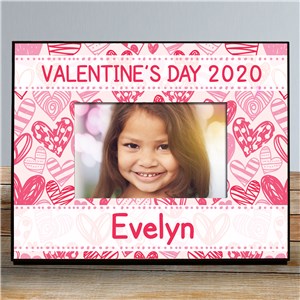 Personalized Pink Hearts Kids Photo Frame | Personalized Valentine's Day Gifts