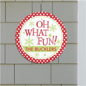 Oh What Fun Personalized Round Wall Sign | Christmas Wall Decor