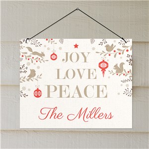  Joy Love Peace Personalized Wall Hanging | Christmas Wall Decor