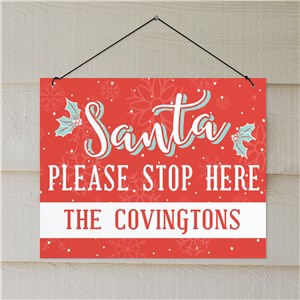 Santa Stop Here Sign | Christmas Signs With Family Name