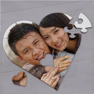 Picture Perfect Personalized Photo Heart Shaped Wood Jig Saw Puzzle | Personalized Romantic Gifts For Him