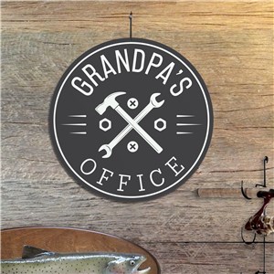 Personalized Grandpa's Office With Tools Round Sign