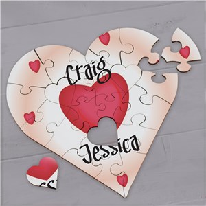 All Of My Heart Personalized Heart Shaped Wood Jig Saw Puzzle