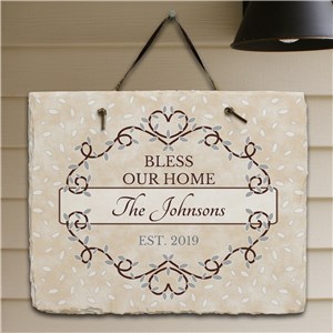 Personalized Bless Our Home Slate | Personalized Housewarming Gifts