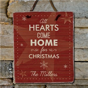 Personalized Hearts Come Home Slate Plaque | Personalized Christmas Decor